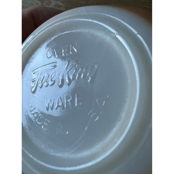 1950s Fire King Peach Luster Three Bands Kitchenware Set 6 Coffee Cups & Saucers - Picture 9 of 9